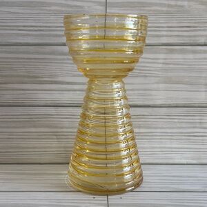 Vintage Yellow Beehive Ribbed Design Glass Vase